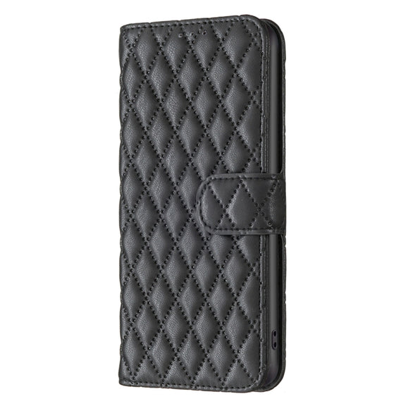 For Motorola Moto E13 4G Diamond Lattice Wallet Leather Flip Phone Case(Black)