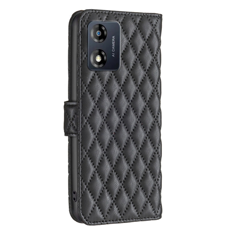 For Motorola Moto E13 4G Diamond Lattice Wallet Leather Flip Phone Case(Black)