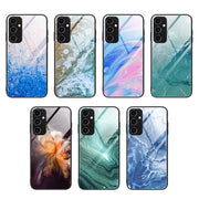 For Samsung Galaxy A14 5G Marble Pattern Glass Phone Case(Typhoon)