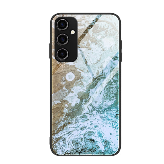 For Samsung Galaxy A54 5G Marble Pattern Glass Phone Case(Beach)