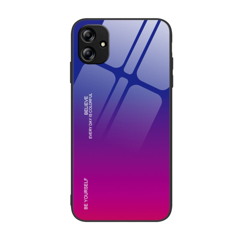 For Samsung Galaxy A04e Gradient Color Glass Phone Case(Purple Red)