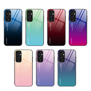 For Samsung Galaxy A54 5G Gradient Color Glass Phone Case(Blue Black)