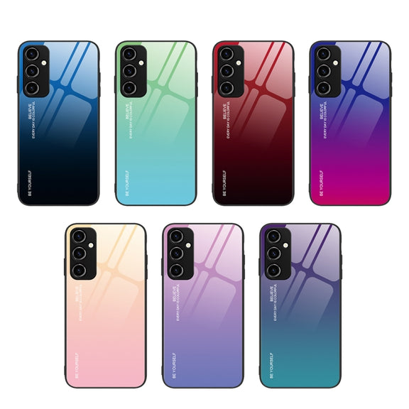 For Samsung Galaxy A54 5G Gradient Color Glass Phone Case(Blue Black)