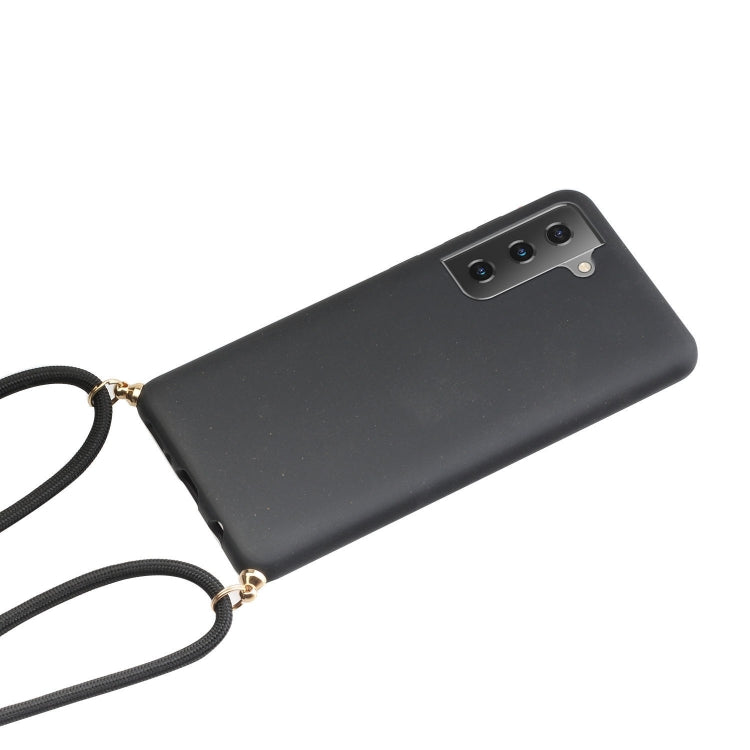 For Samsung Galaxy A14 5G Wheat Straw Material + TPU Phone Case with Lanyard(Black)