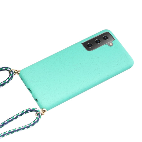 For Samsung Galaxy A54 5G Wheat Straw Material + TPU Phone Case with Lanyard(Green)