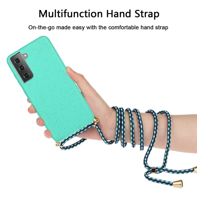 For Samsung Galaxy A54 5G Wheat Straw Material + TPU Phone Case with Lanyard(Green)
