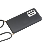 For Samsung Galaxy A23 Wheat Straw Material + TPU Phone Case with Lanyard(Black)