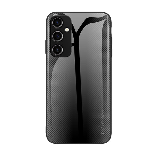 For Samsung Galaxy A14 5G Texture Gradient Glass TPU Phone Case(Black)