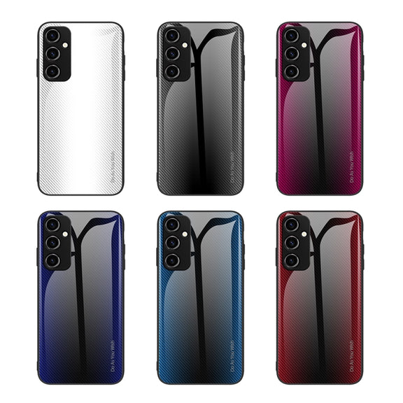 For Samsung Galaxy A14 5G Texture Gradient Glass TPU Phone Case(Black)