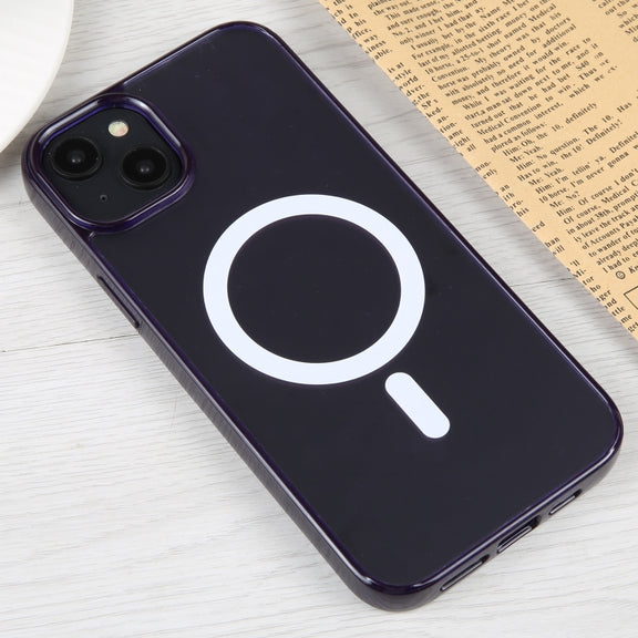For iPhone 14 Plus GEBEI MagSafe Magnetic Transparent Phone Case (Purple)
