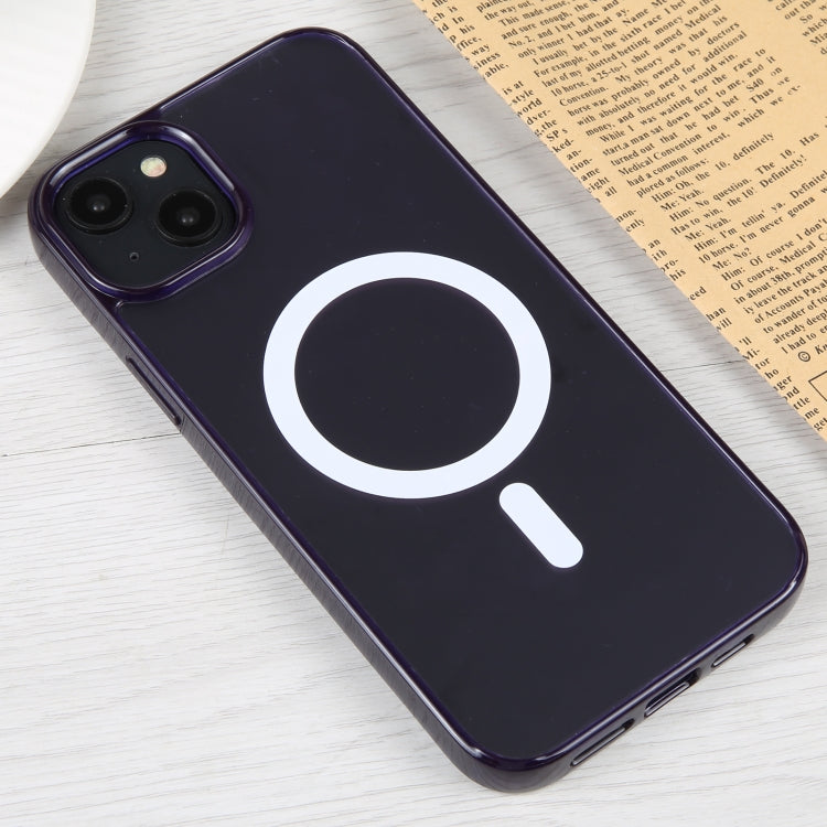 For iPhone 14 Plus GEBEI MagSafe Magnetic Transparent Phone Case (Purple)
