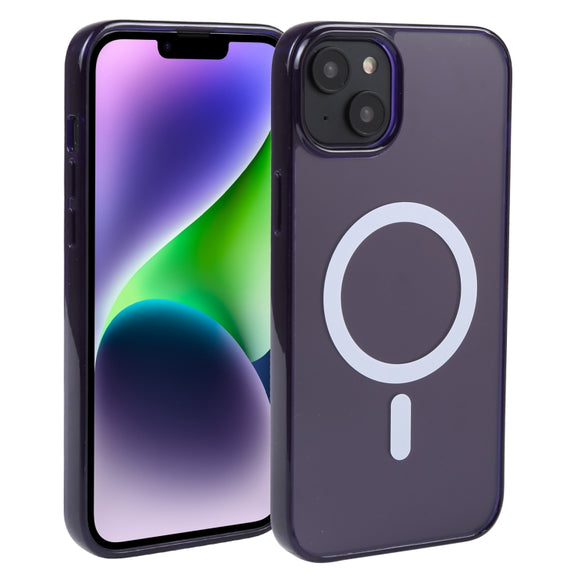 For iPhone 14 Plus GEBEI MagSafe Magnetic Transparent Phone Case (Purple)