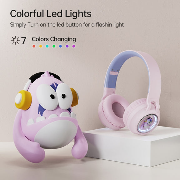 Q1 Headphones Monster Kids Over-Ear Bluetooth Earphones(Pink)