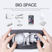 Leather Power Pack Charger Data Cable Mouse Digital Storage Bag(Dark Grey)