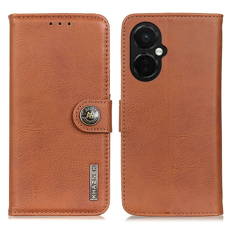 For OnePlus Nord CE 3 Lite KHAZNEH Cowhide Texture Flip Leather Phone Case(Brown)