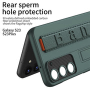 For Samsung Galaxy S23 5G GKK Ultra-thin Wristband Shockproof Phone Case with Holder(Silver)