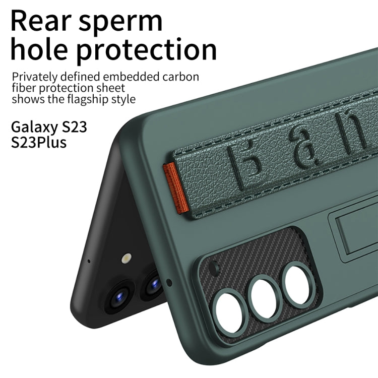 For Samsung Galaxy S23+ 5G GKK Ultra-thin Wristband Shockproof Phone Case with Holder(Black)