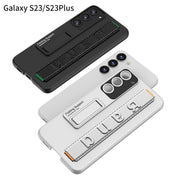 For Samsung Galaxy S23+ 5G GKK Ultra-thin Wristband Shockproof Phone Case with Holder(Carbon Fibre)
