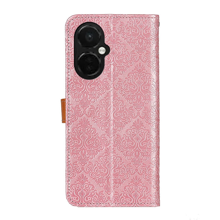 For OnePlus Nord CE 3 Lite European Floral Embossed Flip Leather Phone Case(Pink)