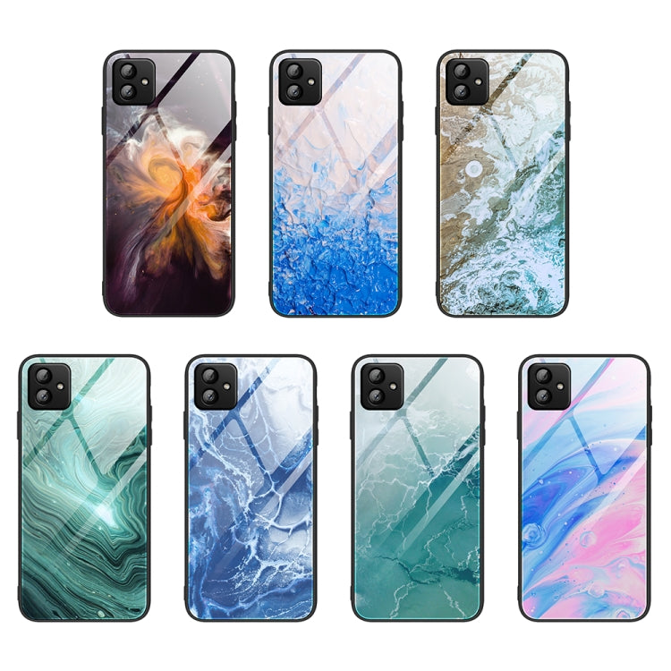 For Samsung Galaxy A04 Marble Pattern Glass Phone Case(Typhoon)