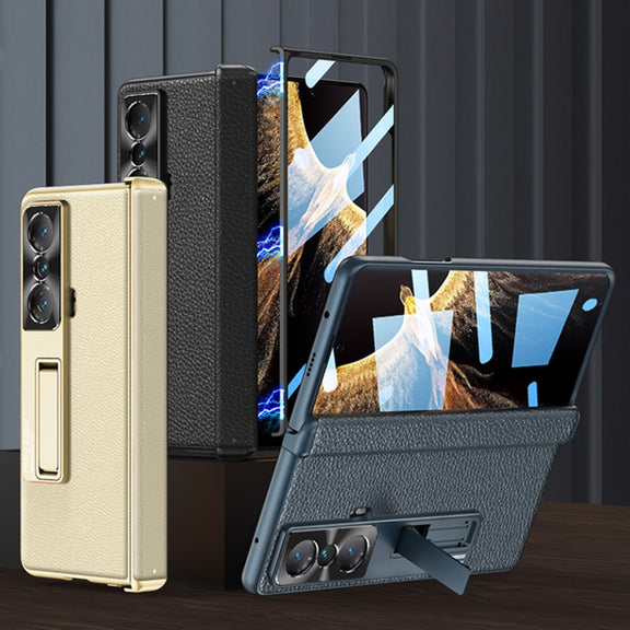For Honor Magic VS GKK Magnetic Hinge Flip Leather Phone Case with Holder(Carbon Fibre)