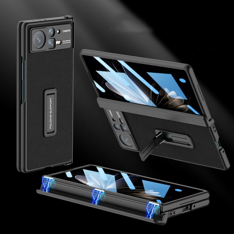 For Xiaomi Mix Fold 2 GKK Magnetic Hinge Flip Leather Phone Case with Holder(Black)