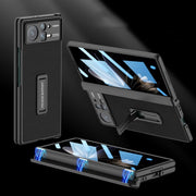 For Xiaomi Mix Fold 2 GKK Magnetic Hinge Flip Leather Phone Case with Holder(Black)