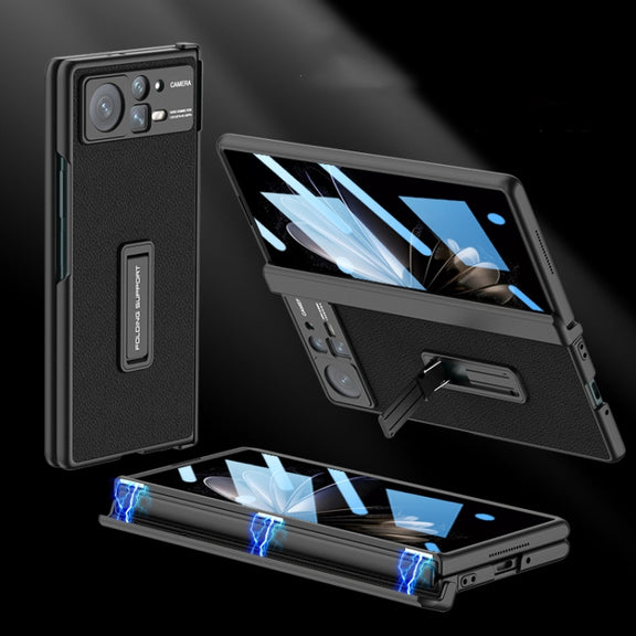 For Xiaomi Mix Fold 2 GKK Magnetic Hinge Flip Leather Phone Case with Holder(Black)