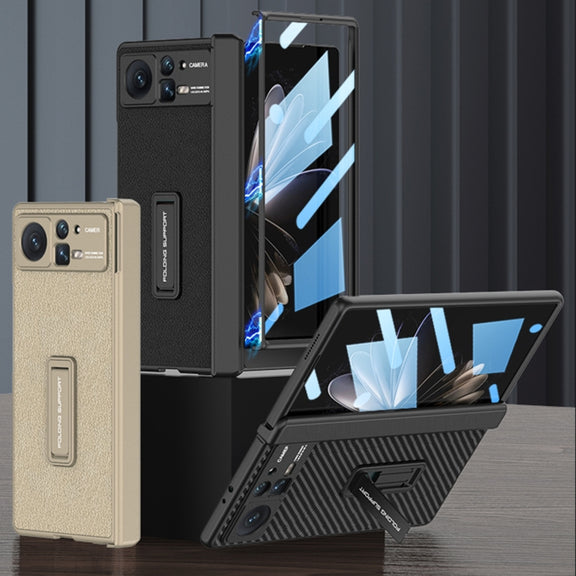 For Xiaomi Mix Fold 2 GKK Magnetic Hinge Flip Leather Phone Case with Holder(Carbon Fibre)