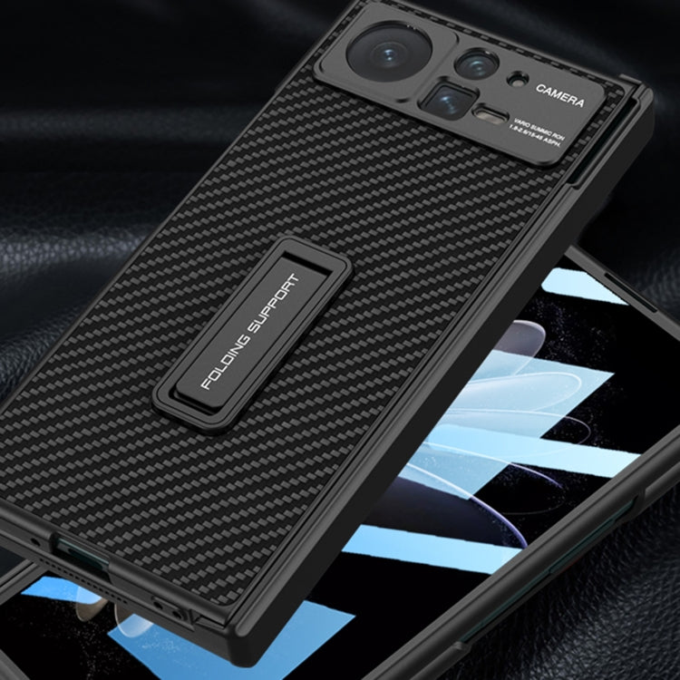 For Xiaomi Mix Fold 2 GKK Magnetic Hinge Flip Leather Phone Case with Holder(Carbon Fibre)