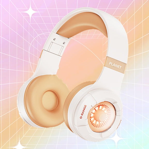 KE25 RGB Light Wireless Stereo Music Bluetooth Headset(Orange)