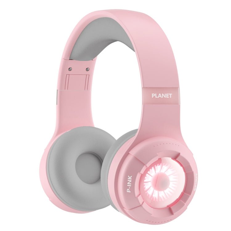 KE25 RGB Light Wireless Stereo Music Bluetooth Headset(Pink)