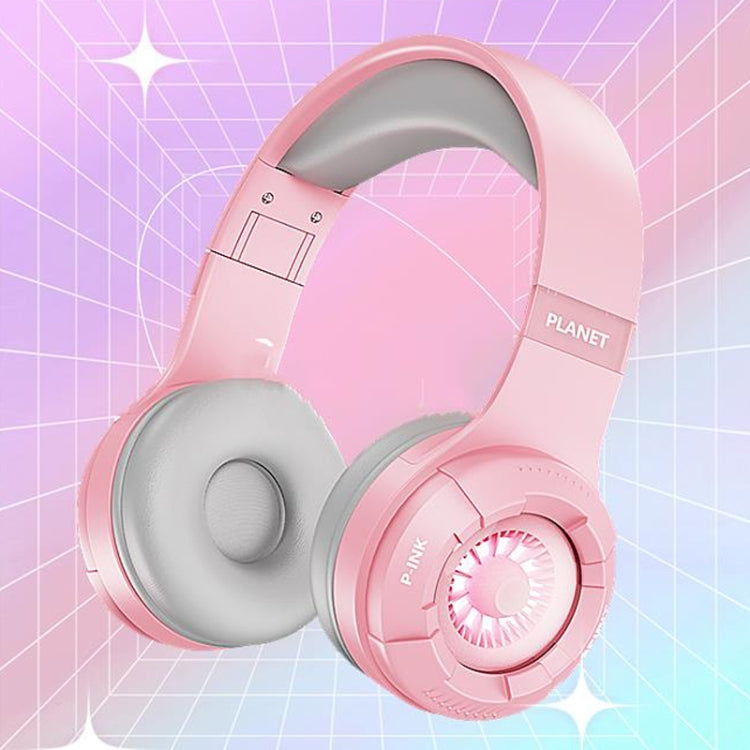 KE25 RGB Light Wireless Stereo Music Bluetooth Headset(Pink)