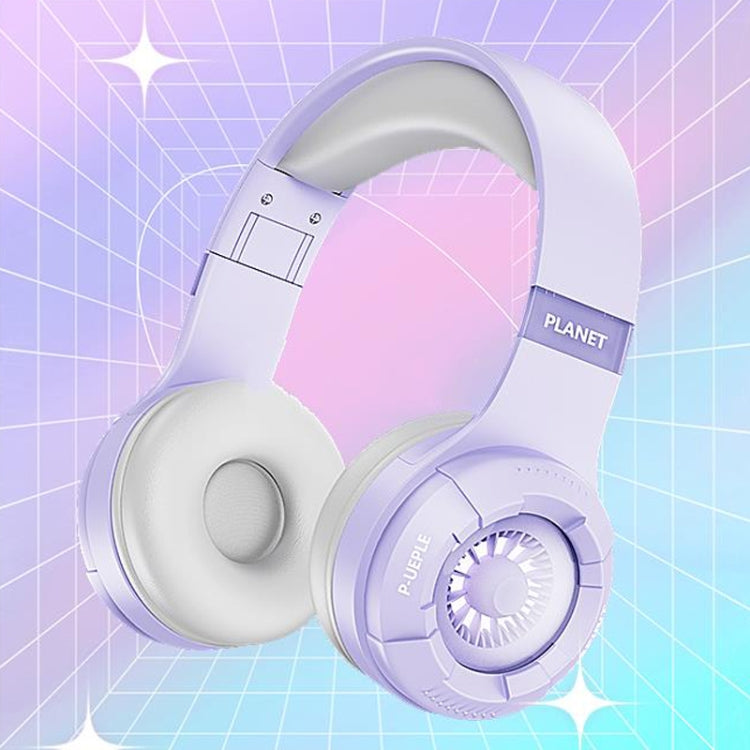 KE25 RGB Light Wireless Stereo Music Bluetooth Headset(Purple)