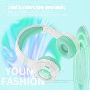 KE25 RGB Light Wireless Stereo Music Bluetooth Headset(Blue)