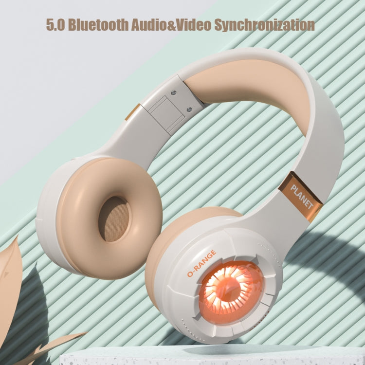 KE25 RGB Light Wireless Stereo Music Bluetooth Headset(Orange)