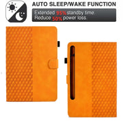 For Samsung Galaxy Tab S7 T870 / S8 X700 Rhombus Embossed Leather Smart Tablet Case(Khaki)