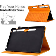For Samsung Galaxy Tab S7 T870 / S8 X700 Rhombus Embossed Leather Smart Tablet Case(Khaki)