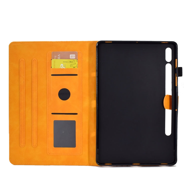 For Samsung Galaxy Tab S7 T870 / S8 X700 Rhombus Embossed Leather Smart Tablet Case(Khaki)