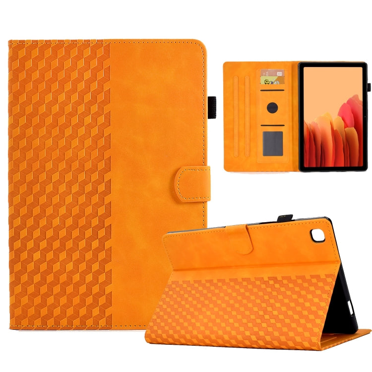 For Samsung Galaxy Tab A7 T500 / T505 2020 Rhombus Embossed Leather Smart Tablet Case(Khaki)