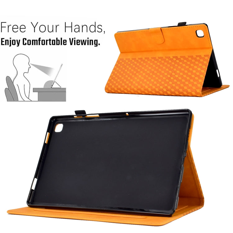 For Samsung Galaxy Tab A7 T500 / T505 2020 Rhombus Embossed Leather Smart Tablet Case(Khaki)