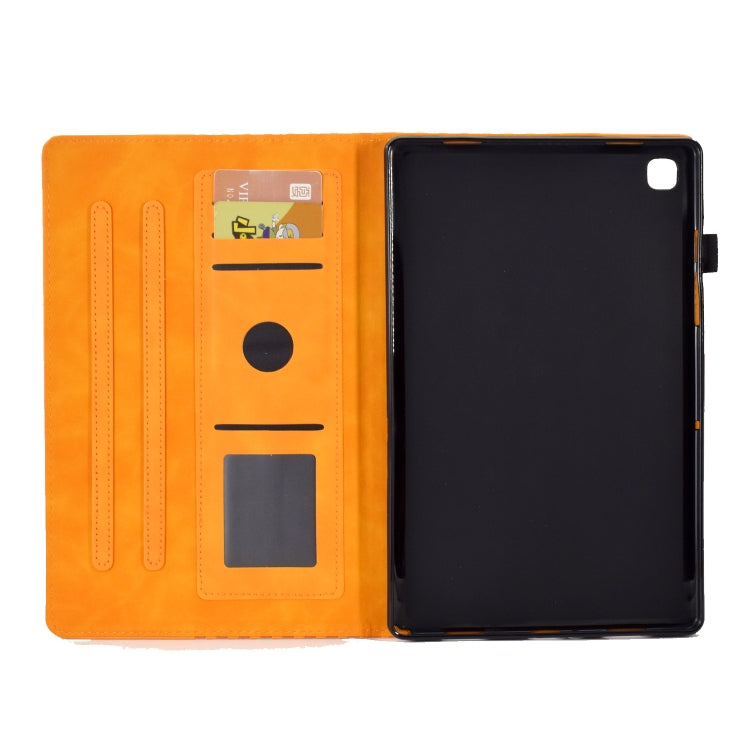 For Samsung Galaxy Tab A7 T500 / T505 2020 Rhombus Embossed Leather Smart Tablet Case(Khaki)