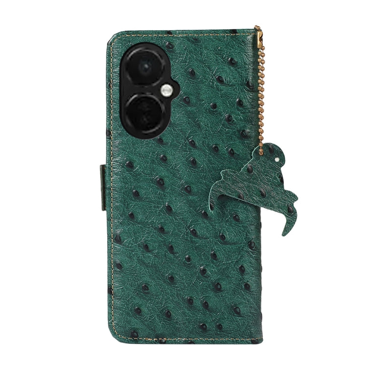 For OnePlus Nord CE 3 Lite Ostrich Pattern Genuine Leather RFID Phone Case(Green)