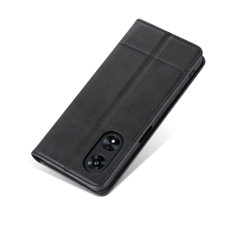 For OPPO A58 5G / A58X / A78 AZNS Magnetic Calf Texture Flip Leather Phone Case(Black)