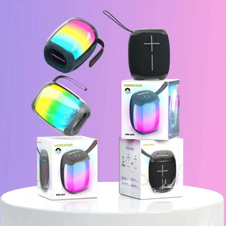 HOPESTAR P50 mini TWS Outdoor RGB Light IPX6Water-resistant Bluetooth Speaker(Black)