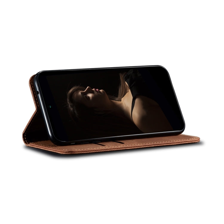 For Samsung Galaxy A34 5G Denim Texture Leather Phone Case(Brown)