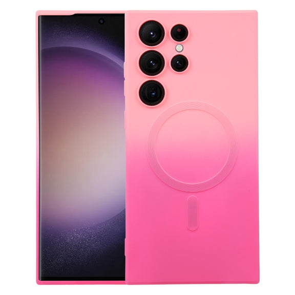 For Samsung Galaxy S23 Ultra 5G Liquid TPU Silicone Gradient MagSafe Phone Case(Pink Red)
