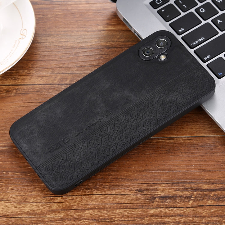 For Samsung Galaxy A04e AZNS 3D Embossed Skin Feel Phone Case(Black)