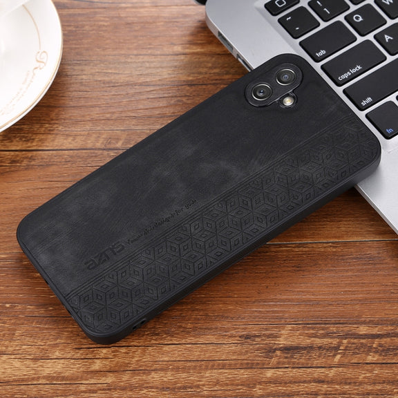 For Samsung Galaxy A04e AZNS 3D Embossed Skin Feel Phone Case(Black)