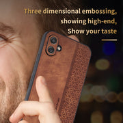 For Samsung Galaxy A04e AZNS 3D Embossed Skin Feel Phone Case(Black)
